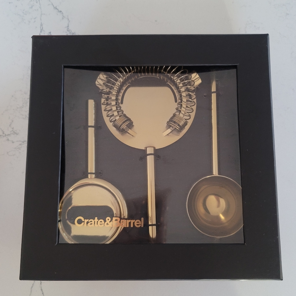 Crate & Barrel Bar Tool Set Brass